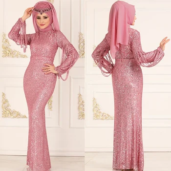 China Kutas Slidinėti Maxi Mermaid Dress Moterų Musulmonų Abaja Šalis Suknelės Kilnus Slim Bodycon Susidūriau Dubajaus Musulmonų Drabužiai.