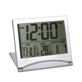 Žadintuvas Kalendorius Rodyti datą, laiką, temperatūrą, Sulankstomas mini Stalo Termometras dangčio Skaitmeninis LCD Laikmatis atbulinis laiko
