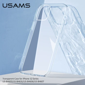 USAMS Skaidrus Telefono dėklas Skirtas Iphone 12 12 Pro Ultra Plonas TPU Aišku, galinis Dangtelis Atveju 