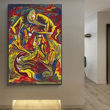 Jackson Pollock Abstrakti Moteris, Drobės, Paveikslai Ant Sienų, Menas, Plakatų Ir grafikos Šiuolaikinės Spalvinga Meno Nuotraukos Namų Sienų Dekoras