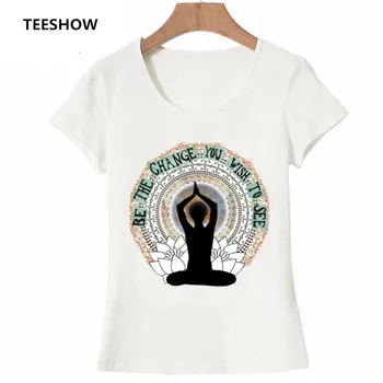 2020 Naujas Moterų marškinėliai Atsitiktinis Harajuku Buda Lotus Mandala Galia Spausdinti Viršūnes Tee Trumpas Rankovės Mados marškinėliai Moterims Drabužių
