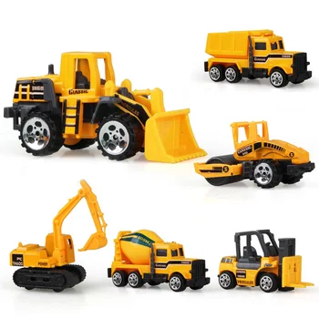 6 Vnt. Vaikiškų Žaislų Ekskavatorių Žaislų Automobiliai Statybos Sunkvežimis Krano Buldozeris Bakas Surinkimo Dovana NSV775