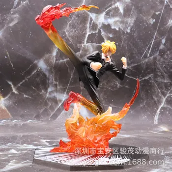 Vienas Gabalas Sanji Veiksmų Skaičius Režimas Anime Vinsmoke Sanji statulėlės, Juoda Kojos Diable Jambe Ugnies Mūšis Versija žaislai, Lėlės 16cm