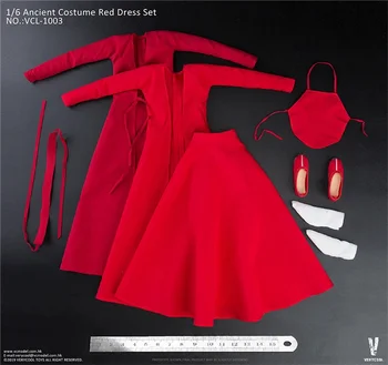 Sandėlyje 1/6 Masto VCL-1003 Derliaus Orientuotis Moteris Senovės Suknelė Raudonos spalvos Sijonas Nustatyti Tinkami 12 