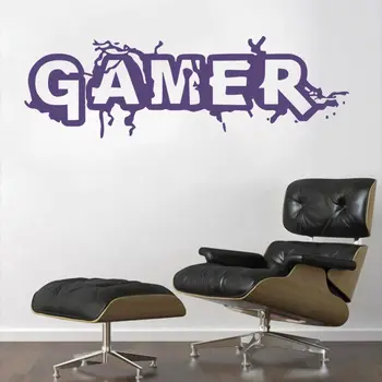 Gamer Dažų Splash Stilius Žodinis Tekstas Sienos Lipdukas, Decal Žaidėjus Lipdukas Gyvenimo Namų Sienos Ir Gameroom Meno Apdailos A002948