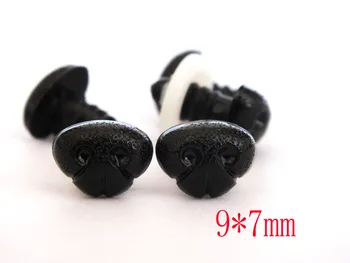 50pcs/daug 9*7mm juodas plastikinis saugos žaislas šunų nosis+poveržlės, skirtos lėlės priedai