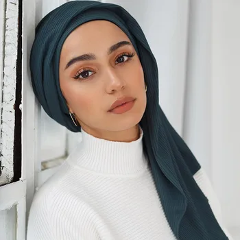 Naujas gniuždymo burbulas šifono skara kietas klostytas skaros, plisuotos moterų lankelis hijab Didelis dydis musulmonų apsiaustas šalikas 10pc/daug