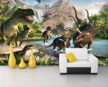 Beibehang Užsakymą foto tapetai dinozaurų eros fone vaikų namų puošybai animacinių filmų svetainė, miegamasis 3d tapetai