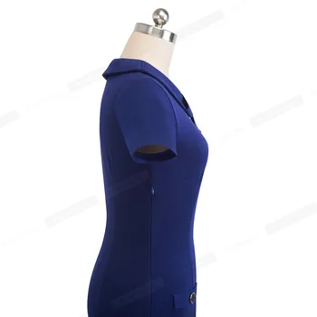 Gražus-amžinai Derliaus Elegantiškas vientisos Spalvos Mygtuką Moterų Darbo vestidos Verslo Bodycon Office Moterų Apvalkalas Suknelė B511