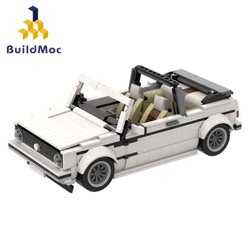 BuildMoc Kūrėjas Technic Mini Cabriolet Sporto Pilka Balta Juoda Blokai Super Automobilių Lenktynių Tinka Plytas, vaikams, žaislai, Dovanos berniukams
