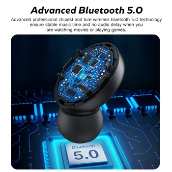 TWS Bluetooth 5.1 Ausinės 2000mAh Baterija Atveju Belaidės Ausinės 9D Stereo Touch Kontrolės Sporto Vandeniui Ausinių Ausinių