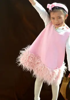 Rudenį Kūdikių Mergaičių Clasic kailio, elegantiškas Suknelė Pledas rankovių Vaikai Princesė drabužius Gimtadienio Veiklos kailio šalies vest suknelė