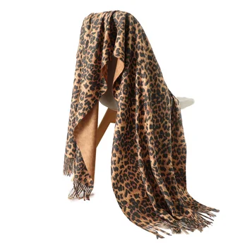 Prekės Dizaineris moterų skara 2019 žiemos kašmyro šalikai lady pashmina šaliai ir antklodės kaklo, galvos šiltas bandana Leopard Kietas