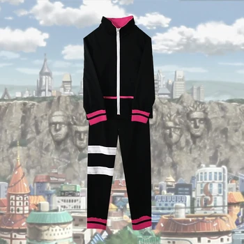 Anime Naruto Shippuden Uzumaki Boruto Cosplay Kostiumų Juoda Sportwear Helovinas Striukė, Kelnės Rinkinys Su Peruku