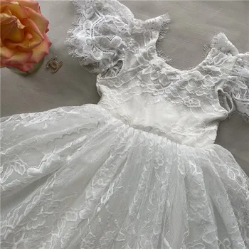 Apsvaiginimo Merginos Nėrinių Suknelė Vaikams Gėlių Siuvinėjimas Pakopų Princesė suknelė, Vestuvės Suknelė Plazdėjimas Rankovėmis Drabužius