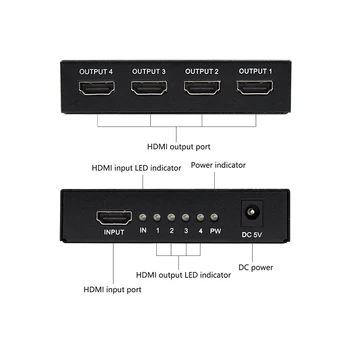 Wiistar HDMI Splitter Dual 1x4 1X2 HDMI 1 Įvesties 2/4 Išėjimo Full HD1080p su Maitinimo Garso HDTV 1080P Vedio DVD