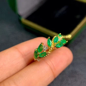 Mados Žalias smaragdas Brangakmenio Žiedas moterims, papuošalai sertifikuoti gamtos perlas namas akių stiliaus aukso spalva mergina dovanų šalis