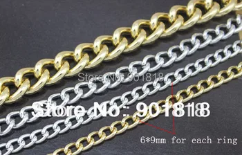 5meters/daug Papuošalų Išvadas, aukso/sidabro Aliuminio Grandinės 6*9 mm, kiekvieno žiedo F807