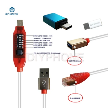 GSM Visus į Vieną Daugiafunkcį Įkrovos Kabelis su Mikro USB Tipo C RJ45 Telefonu Remontas su 6 Jungiklio Mygtukai pagalba Download mode
