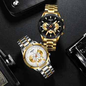 NIBOSI 2020 Vyrai Laikrodžiai, Aukso Vyrų Watch Top Prabangos Prekės Sporto Chronograph Kvarcas Laikrodis, Data Vandeniui Relogio Masculino