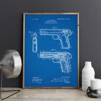 Browning No. 2 Pistoletas patentų, sienos meno, ginklų plakatai, sienų dekoras,vintažinės spausdinimo,blueprint, dovanų idėjos,Karinės Apdaila