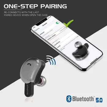 AMORNO Belaidžių Ausinių TWS Bluetooth 5.0 in-Ear Deep Bass Ausinės IPX7 Triukšmas Atšaukimas Ausinės Dual Mic Rankų įranga Ausinės