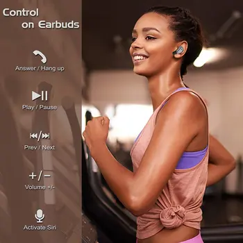 AMORNO Belaidžių Ausinių TWS Bluetooth 5.0 in-Ear Deep Bass Ausinės IPX7 Triukšmas Atšaukimas Ausinės Dual Mic Rankų įranga Ausinės