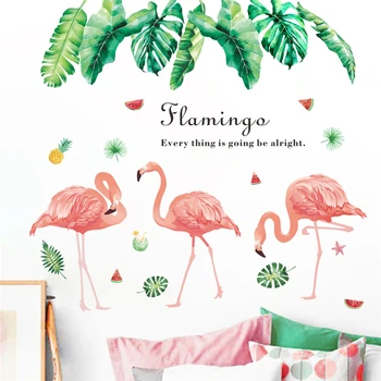 Aistringas flamingo gėlės sienų lipdukai miegamųjų namo apdaila animacinių filmų gyvūnų sienos lipdukai 