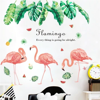 Aistringas flamingo gėlės sienų lipdukai miegamųjų namo apdaila animacinių filmų gyvūnų sienos lipdukai 