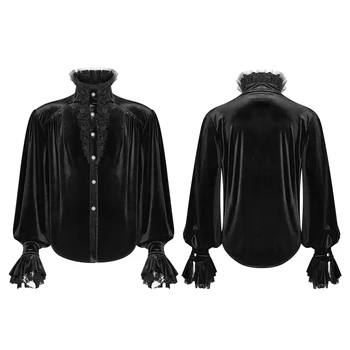 Gotikos Prarasti Classic Black Velvet Marškinėliai, mados Rūmai kilnus Nėrinių Gėlių Akies Šalies Klubas Vyras Marškinėliai palaidinė Punk Rave WY-1070CCM