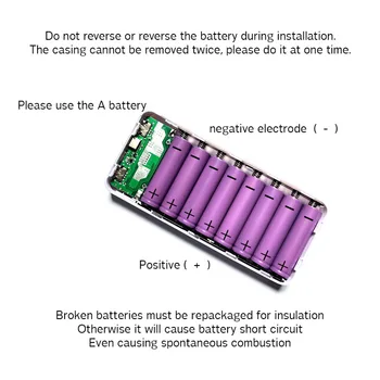 QC 3.0 Greito Įkrovimo USB Power Bank Baterijos Kroviklis Box Skaitmeninis Displėjus, LED Šviesos 8*18650 Baterija, Įkroviklis, Dėžutė Huawei 