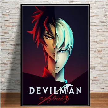 Devilman Crybaby Japonijos Anime Šiaurės Drobės Tapybos Sienos paveiksl Modulinės Plakatas ir Spausdinimo Naktiniai Fone Namų Puošybai