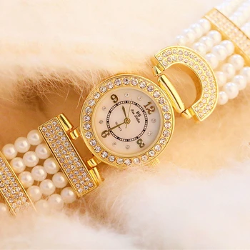 Rose Aukso, Sidabro, Deimantų, Perlų Moterų Žiūrėti Mažus Apyrankę Mados Ponios Suknelė Kvarciniai Laikrodžiai Relogio Feminino Garsaus Laikrodis
