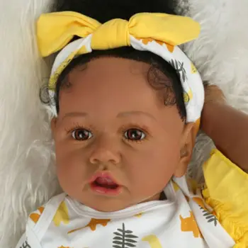 55cm Afrikos Amerikos Reborn Baby Doll Boneca Africana Bebes Atgimusios De Silikono Inteiro Nekilnojamojo Menino Lėlės Juguetes Mergaitėms Dovanų