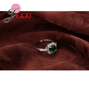 Elegantiškas Piršto Žiedai Jewerly Princesė Iškirpti Žalia CZ 925 Sterlingas Sidabro Vestuvinis Vestuvėms Moterims