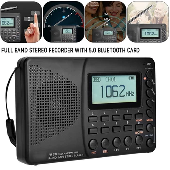 K-603 Full Band Radio, Bluetooth, FM AM SW Nešiojamas Kišenėje, Radijo imtuvai, MP3 REC Skaitmeninis Diktofonas Paramos Micro SD TF Kortelę Miego Laikmatis