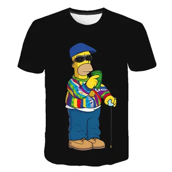 Simpson animacija, 3D spausdinti marškinėliai vyrų, moterų, vaikų su apvalia apykakle ir trumpomis rankovėmis, vasarą juokinga
