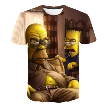 Simpson animacija, 3D spausdinti marškinėliai vyrų, moterų, vaikų su apvalia apykakle ir trumpomis rankovėmis, vasarą juokinga