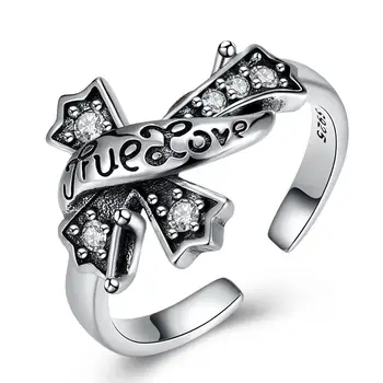 GOMAYA 925 Sterling Silver Cross Žiedas Romantiška Išskirtinį Juvelyrikos Reguliuojamas Dizainas Sukakties Diena Siųsti Draugei Žiedą Dovanų