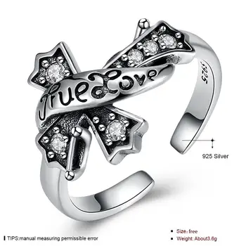 GOMAYA 925 Sterling Silver Cross Žiedas Romantiška Išskirtinį Juvelyrikos Reguliuojamas Dizainas Sukakties Diena Siųsti Draugei Žiedą Dovanų