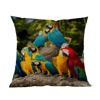 Įvairių Spalvų Papūga Mėlynos Papūgos Macaw Gražūs Paukščiai Mesti Pagalvės Užvalkalą Namo Kambaryje Sofa-Lova, Apdailos Pagalvėlė Padengti