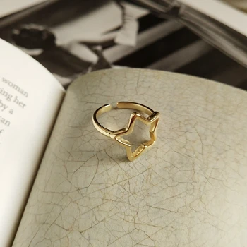 LouLeur 925 sterlingas sidabro ažūrinės figūrinių star žiedai aukso paprasta laukinių dizaino, elegantiškas, prašmatnus atidaryti žiedai moterims bauda papuošalai žavesio