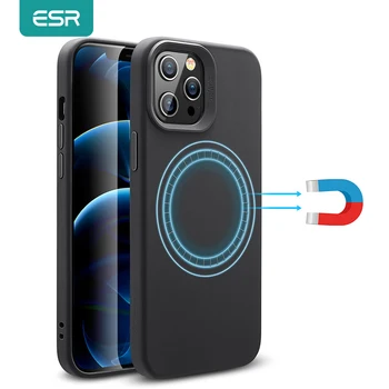 ESR Soft Case for iPhone 12 /iPhone 12 Pro Magnetinis Žiedas Parama Magnetinis Belaidis Kroviklis Skystu Silikonu Atveju