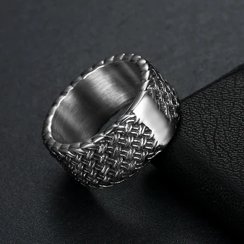 CFBulongs Aukštos Kokybės Nerūdijančio Plieno Tinklelio Vyrų Mados Žiedas Madingo Prekės ženklo Kietas Metalo Dviratininkas Paprasta Papuošalai