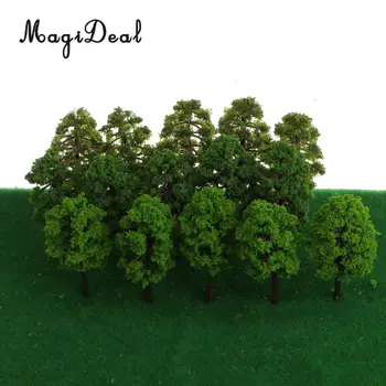 MagiDeal Modeliavimas 60Pcs 1/150 Masto Modelis Medžių Išdėstymas Traukinių Geležinkelio Diorama Kraštovaizdžio Peizažas už Namus, Sodo Parko Dekoro