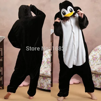 Juoda Pingvinas Pižama Gyvūnų Šalies Cosplay Kostiumų Flanelė Onesies Žaidimas Animacinių Filmų Gyvūnų Sleepwear