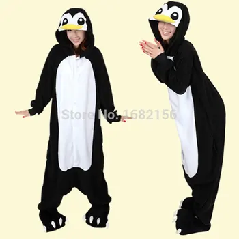 Juoda Pingvinas Pižama Gyvūnų Šalies Cosplay Kostiumų Flanelė Onesies Žaidimas Animacinių Filmų Gyvūnų Sleepwear