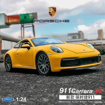 Welly 1:24 Porsche 911 Carrera 4S 992 lydinio automobilio modelis, modeliavimas, automobilių apdailos surinkimo dovana žaislas liejimo modelis berniukas žaislas
