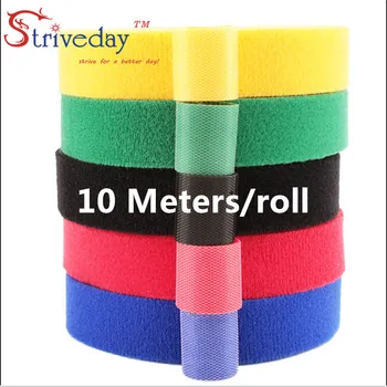 10 Metrų/roll magija juosta nailono kabelinių ryšių Plotis 1 cm, vielos valdymo kabelinių ryšių 6 spalvų rinktis iš 