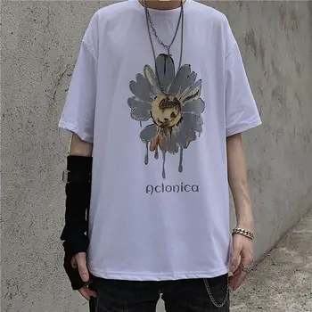 Hip-Hop, Punk T Shirt Vyrai Japonijos Katė T-shirt Harajuku Streetwear Atsitiktinis Marškinėlius trumpomis Rankovėmis Prarasti Vasaros Viršūnes Tee Japonija Stilius